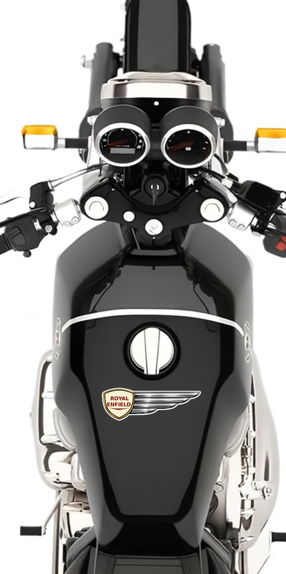 Smeeps Royal Enfield Wing Sticker – 12.7 × 4.07 cm (5 × 1.6 Inch) Waterproof Vinyl Bike Tank Decal | Classic Motorcycle Emblem Sticker | UV Resistant Washproof Royal Bike Graphic | Pack of 1