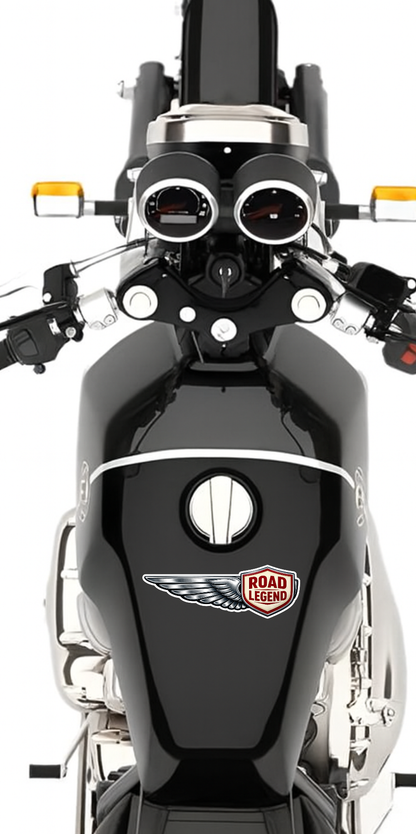 Smeeps Road Legend Wing Sticker – 12.7 × 4.32 cm (5 × 1.7 Inch) Waterproof Vinyl Bike Tank Decal | Retro Motorcycle Emblem Sticker | UV Resistant Washproof Bike Graphic | Pack of 1