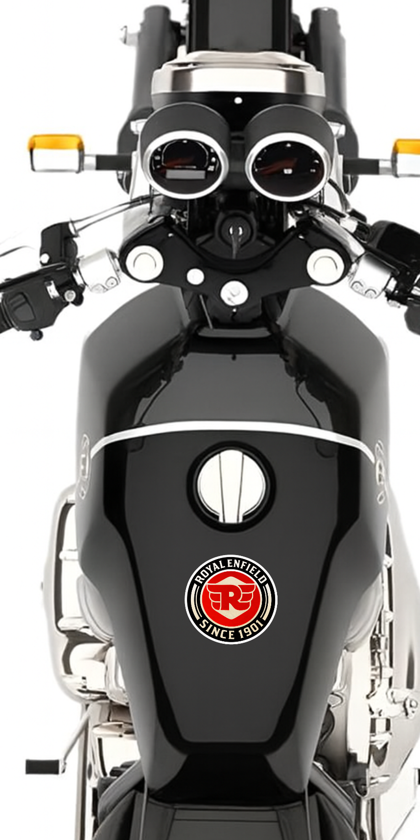Smeeps Royal Enfield Logo Vinyl Sticker – 10.16 × 10.42 cm (4 × 4.1 Inch) Waterproof Bike Decal for Royal Enfield, Helmet, Laptop & Car | Premium Round Sticker | Pack of 1