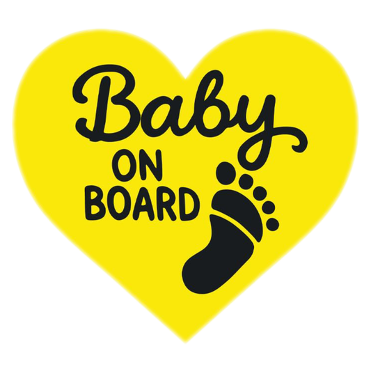 Smeeps Baby On Board Sticker – 15 x 15 cm Heart Shape Design with Baby Footprint | Bright Yellow Vinyl Car Safety Decal | Waterproof & Fade Resistant