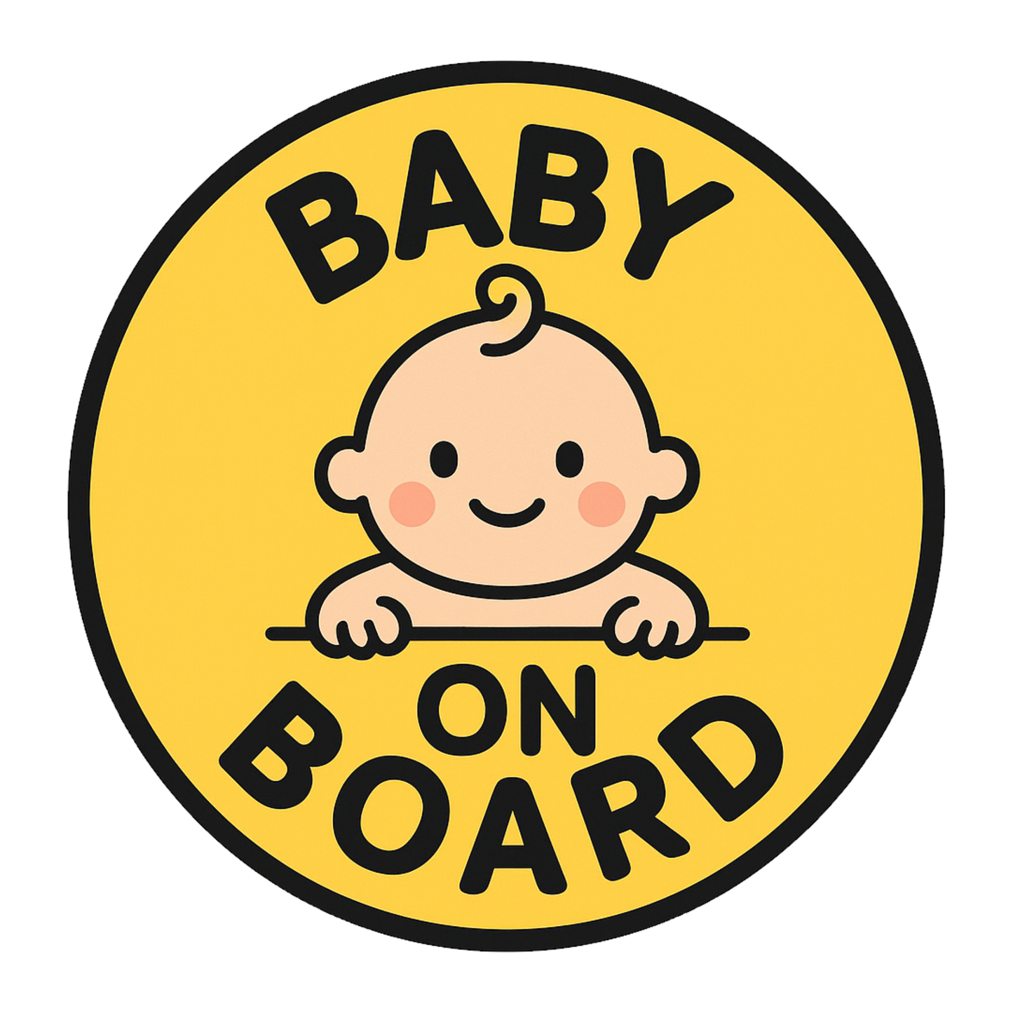 Smeeps Baby On Board Sticker – 13.97 x 13.97 cm Round | Cute Peeking Baby Design in Yellow | Waterproof Vinyl Car Safety Sign