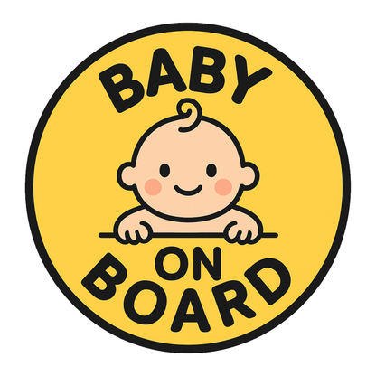Smeeps Baby On Board Sticker – 13.97 x 13.97 cm Round | Cute Peeking Baby Design in Yellow | Waterproof Vinyl Car Safety Sign