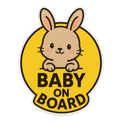 Smeeps “Baby On Board” Car Sticker – Cute Bunny Design – 13.97 x 13.97 cm | Animal Warning Sign for Cars