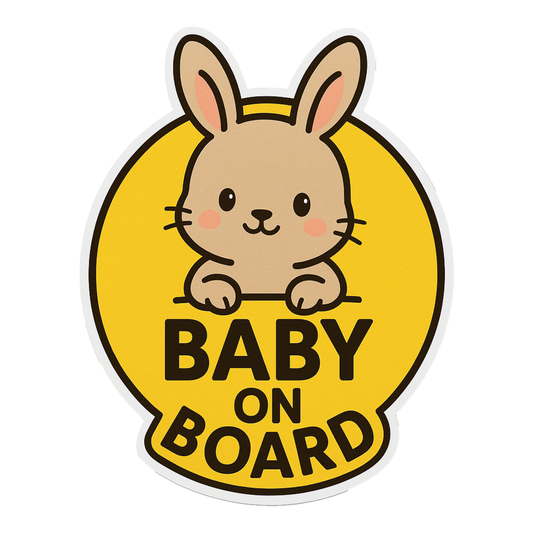 Smeeps “Baby On Board” Car Sticker – Cute Bunny Design – 13.97 x 13.97 cm | Animal Warning Sign for Cars