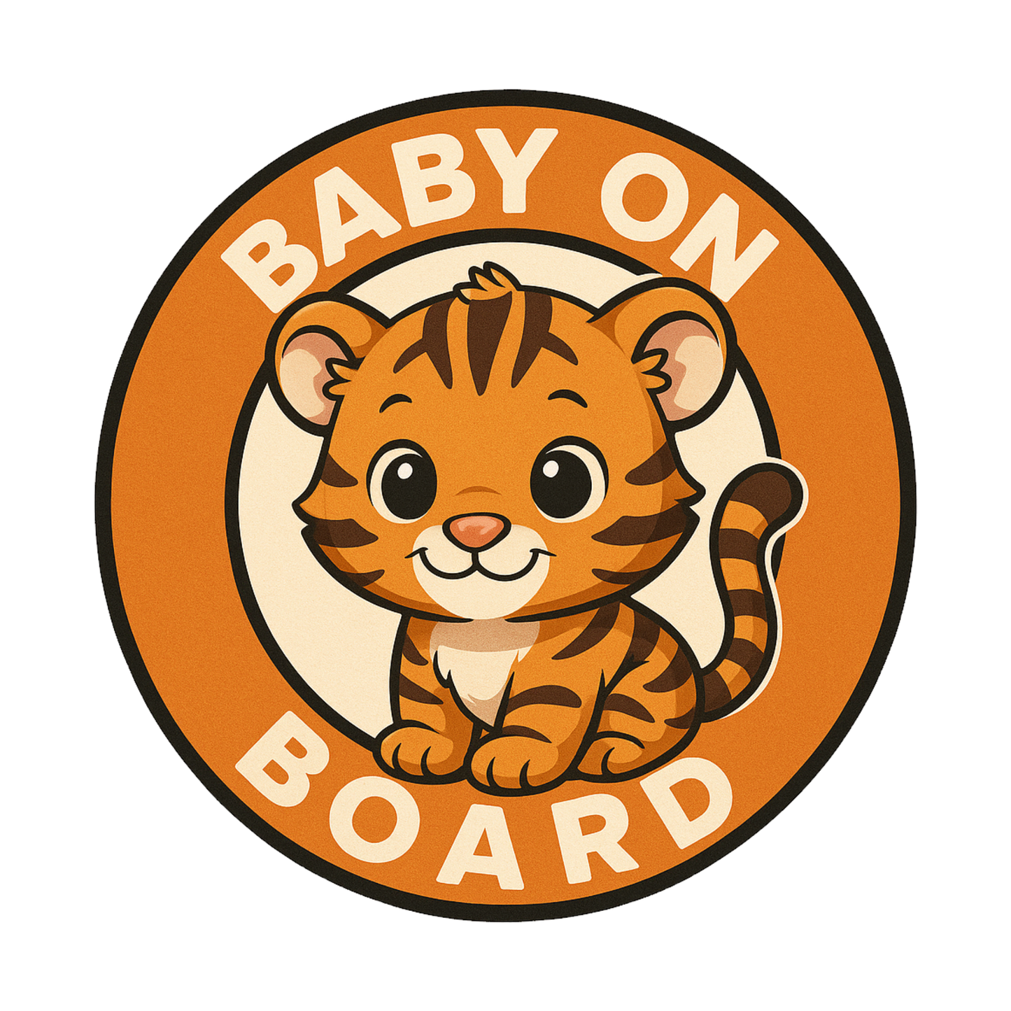 Smeeps “Baby On Board” Car Sticker – Cute Tiger Design – 13.97 x 13.97 cm | Animal Car Safety Sign for Kids