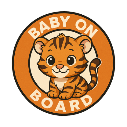 Smeeps “Baby On Board” Car Sticker – Cute Tiger Design – 13.97 x 13.97 cm | Animal Car Safety Sign for Kids