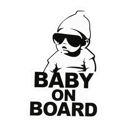 Smeeps “Baby On Board” Stylish Car Sticker – Cool Sunglass Baby Design – 13.97 x 13.97 cm | Waterproof Vinyl for Safety Awareness