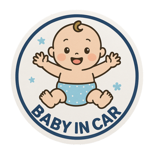 Smeeps Baby in Car Sticker – Cute Cartoon Baby Design – 13.97 x 13.97 cm | Safety Alert Sign for Vehicles