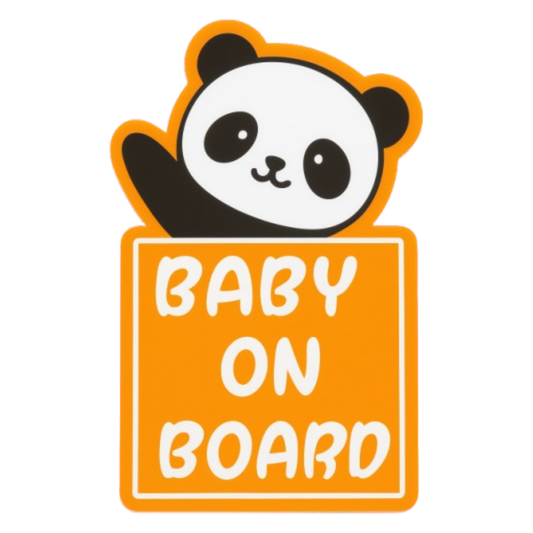 Smeeps Baby On Board Sticker – 14 x 10.16 cm Design with Cute Panda Peek & Bold Orange Frame | Waterproof & Fade Resistant Car Safety Decal
