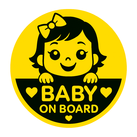 Smeeps Baby on Board Car Sticker – 14 x 14 cm Round Safety Alert Decal for Cars – Yellow & Black