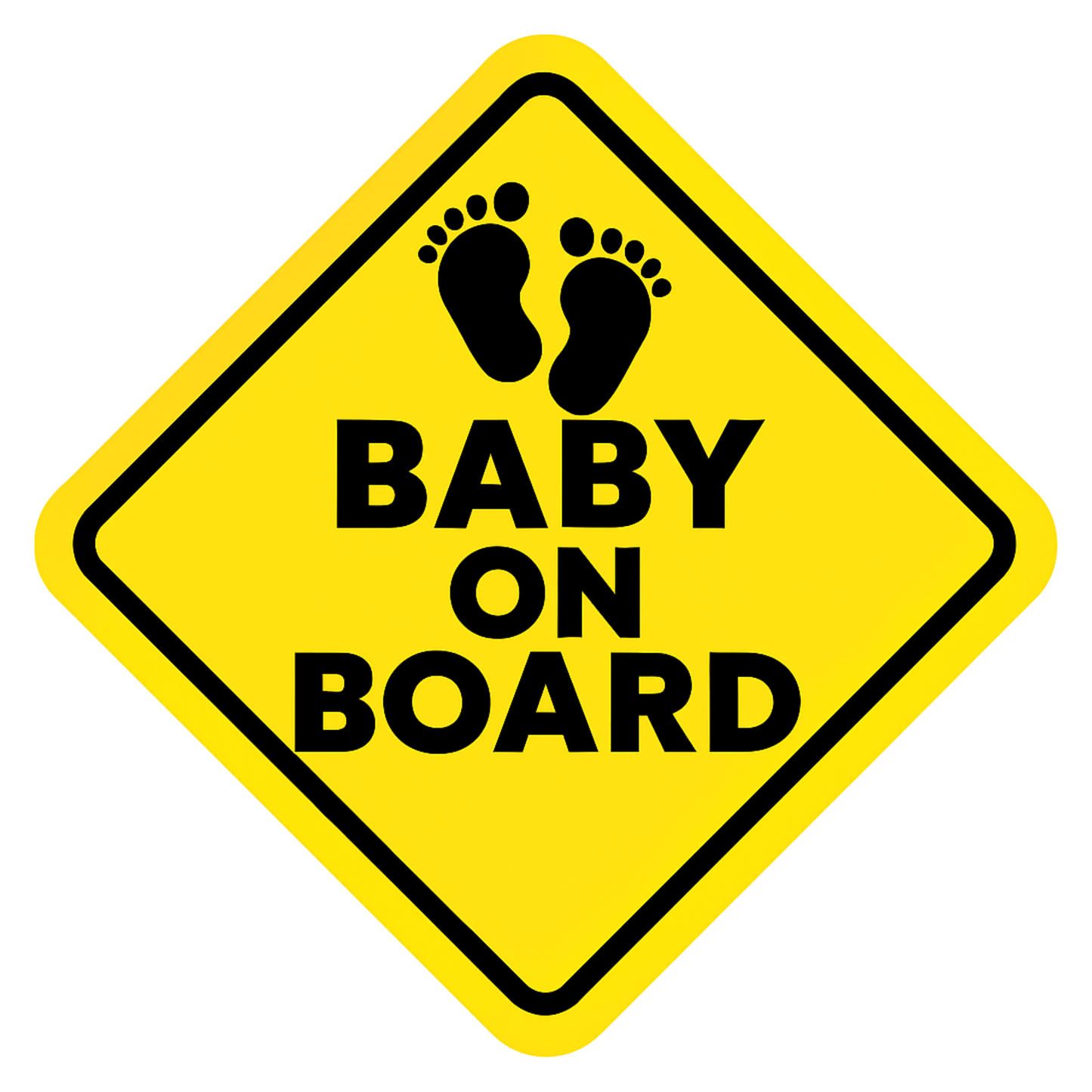 Smeeps Baby On Board Sticker – 14 x 14 cm Yellow Diamond Sign with Baby Footprints | High-Visibility Car Safety Decal | Waterproof & UV-Resistant Vinyl