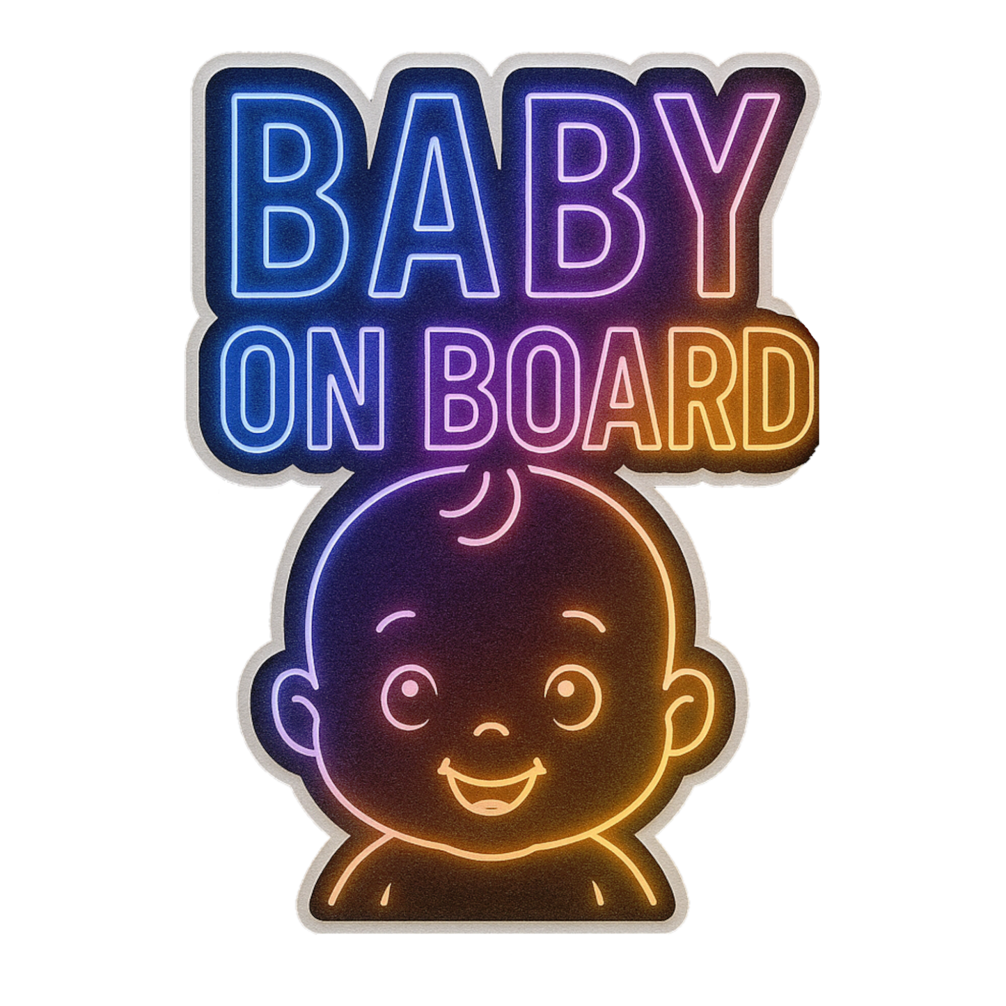 Smeeps Baby On Board Car Sticker – 11.43 x 8.39 cm Neon Glow Baby Safety Decal | Waterproof, UV-Resistant & Durable Vinyl for Cars