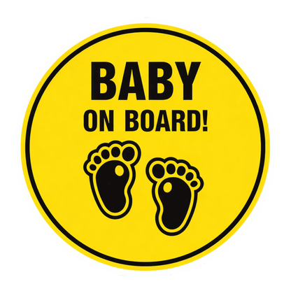 Smeeps Baby on Board Round Car Sticker – 14 × 14 cm (5.5 × 5.5 Inch) Safety Warning Vinyl Decal for Car | Waterproof UV Resistant Baby Safety Sticker