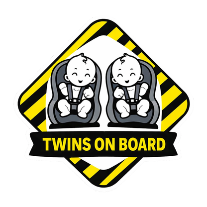 Smeeps Twins on Board Car Sticker – 14.23 × 14.23 cm (5.6 × 5.6 Inch) Baby Safety Warning Vinyl Decal for Car | Waterproof UV Resistant Twin Baby Sticker