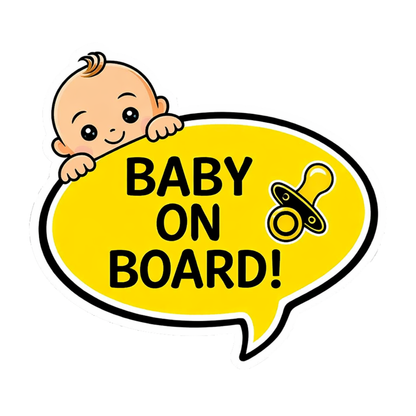 Smeeps Baby on Board Car Sticker – 14 × 13.71 cm (5.5 × 5.4 Inch) Cute Baby Safety Speech Bubble Vinyl Decal for Car | Waterproof UV Resistant Baby Sticker