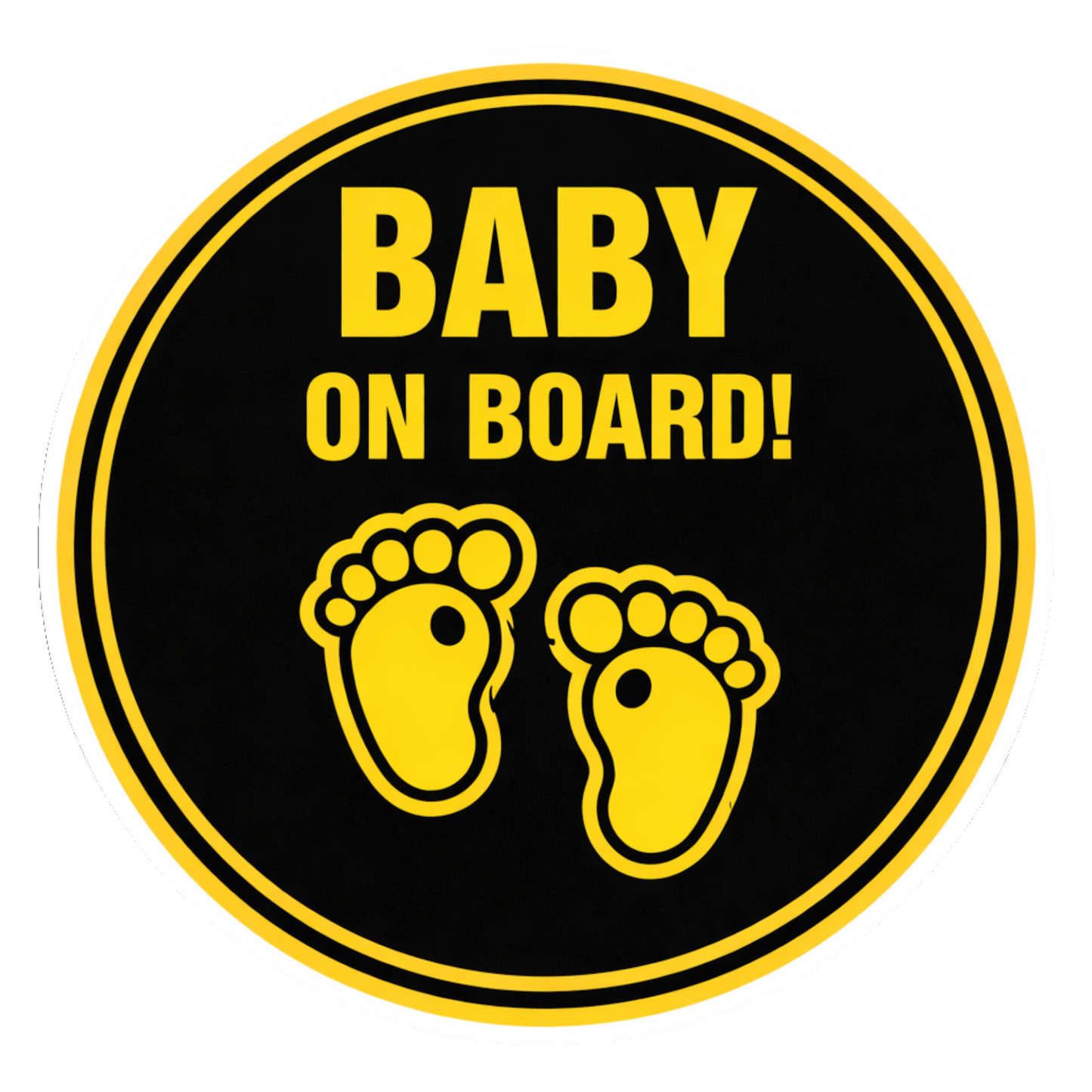 Smeeps Baby On Board Car Sticker – 14 × 14 cm (5.5 × 5.5 Inch) High Visibility Black & Yellow Safety Vinyl Decal for Car | Waterproof UV Resistant Round Sticker