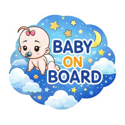 Smeeps Baby On Board Car Sticker – 14.23 × 14.23 cm (5.6 × 5.6 Inch) Cute Baby Cloud Design Blue Vinyl Safety Decal for Car | Waterproof UV Resistant