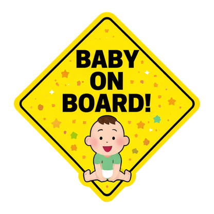 Smeeps Baby On Board Car Sticker – 14.23 × 14.23 cm (5.6 × 5.6 Inch) Cute Diamond Shape Baby Safety Vinyl Decal for Car | Waterproof UV Resistant Washable Sticker