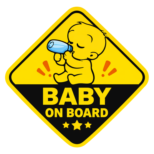 Smeeps Baby On Board Car Sticker – 14.23 × 14.23 cm (5.6 × 5.6 Inch) Cute Feeding Baby Diamond Safety Vinyl Decal for Car | Waterproof UV Resistant Washable Sticker