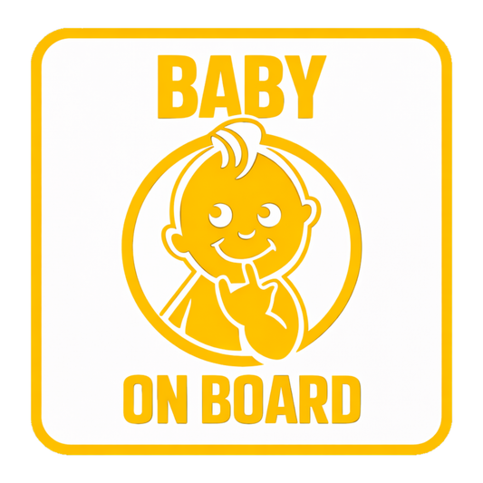 Smeeps Baby On Board Vinyl Sticker – 14 × 14 cm (5.5 × 5.5 Inch) Waterproof Car Glass Sticker | Cute Baby Safety Decal | UV Resistant Wash Proof | Pack of 1