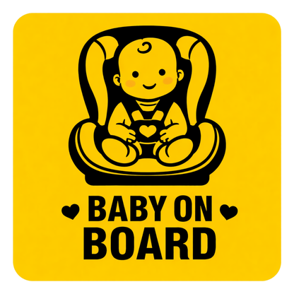 Smeeps Baby On Board Car Sticker – 12.7 × 12.7 cm (5 × 5 Inch) Waterproof Safety Vinyl Sticker for Car Rear Glass | Cute Baby Seat Warning Decal | UV Resistant | Pack of 1