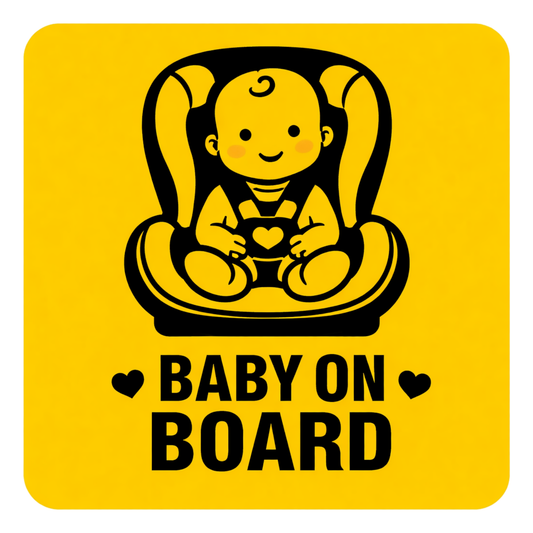 Smeeps Baby On Board Car Sticker – 12.7 × 12.7 cm (5 × 5 Inch) Waterproof Safety Vinyl Sticker for Car Rear Glass | Cute Baby Seat Warning Decal | UV Resistant | Pack of 1