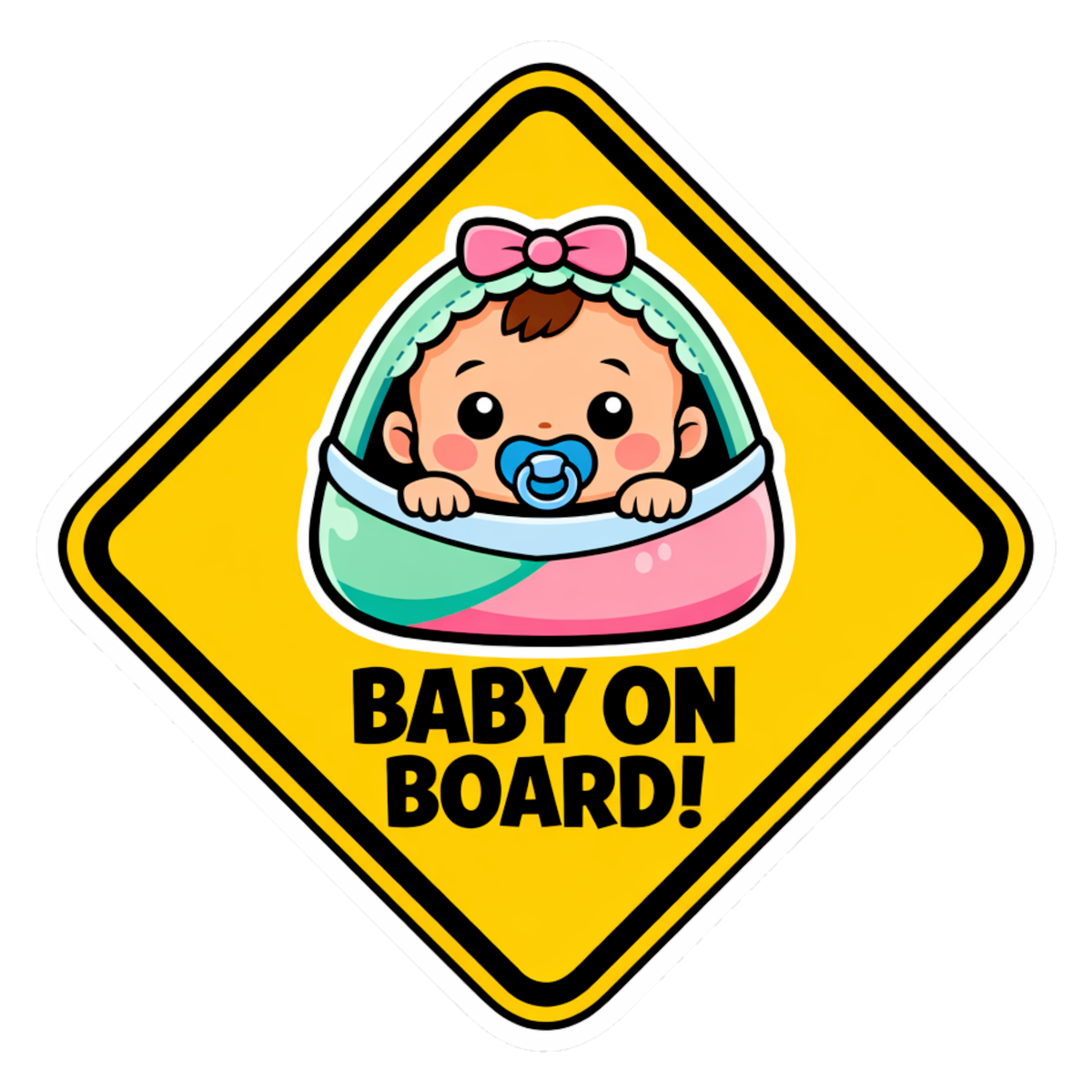 Smeeps Baby On Board Car Sticker – 13.97 × 13.97 cm (5.5 × 5.5 Inch) Waterproof Vinyl Safety Sticker for Cars | Cute Baby Warning Decal | UV Resistant | Pack of 1