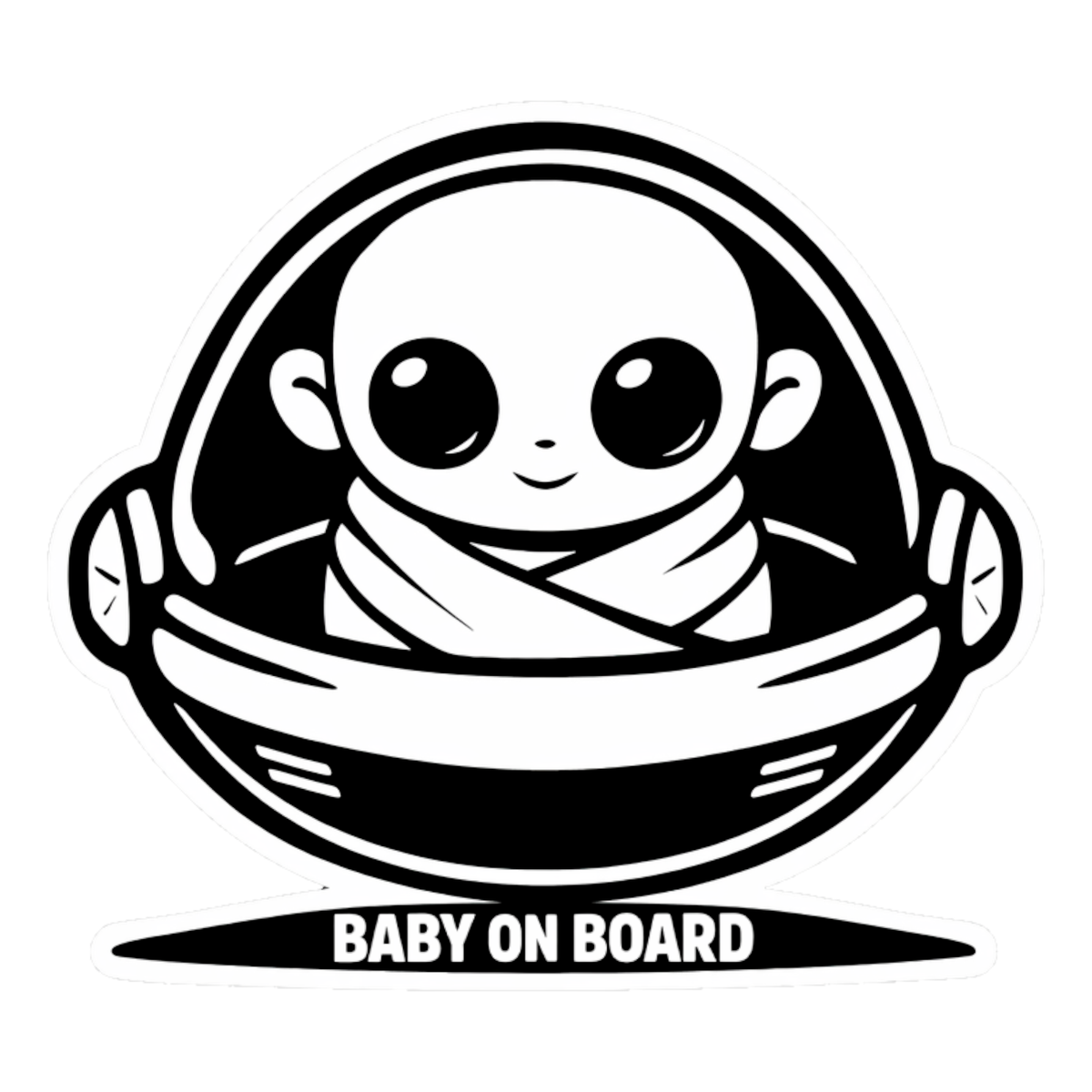 Smeeps Baby On Board Car Sticker – 13.97 × 13.97 cm (5.5 × 5.5 Inch) Waterproof Vinyl Safety Sticker for Cars | Cute Black & White Baby Warning Decal | UV Resistant | Pack of 1