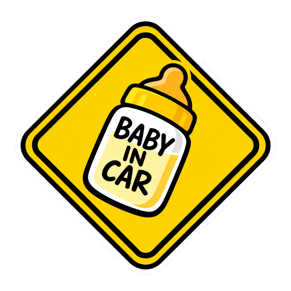Smeeps Baby In Car Sticker – 14 × 14 cm (5.5 × 5.5 Inch) Waterproof Vinyl Safety Sticker for Cars | Cute Baby Bottle Warning Decal | UV Resistant | Pack of 1
