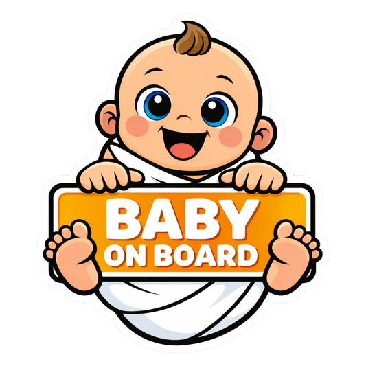 Smeeps Baby On Board Car Sticker – 14.48 × 12.7 cm (5.7 × 5 Inch) Waterproof Vinyl Safety Sticker for Cars | Cute Smiling Baby Warning Decal | UV Resistant | Pack of 1