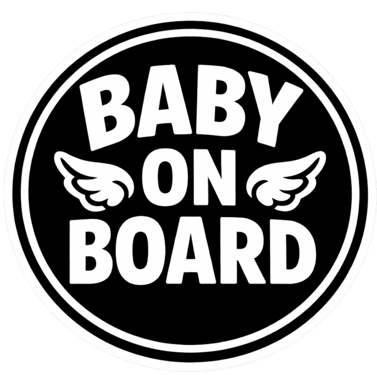 Smeeps Baby On Board Car Sticker – 15.24 × 15.24 cm (6 × 6 Inch) Waterproof Vinyl Safety Sticker for Cars | Black & White Round Baby Warning Decal | UV Resistant | Pack of
