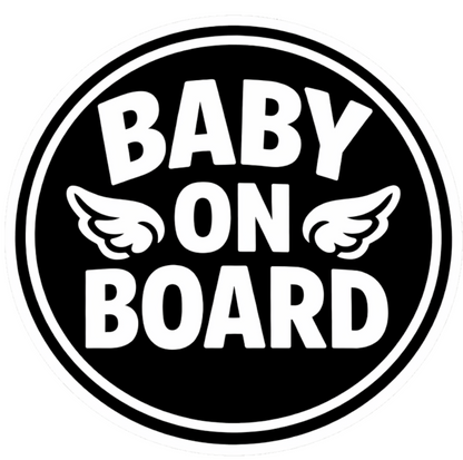 Smeeps Baby On Board Car Sticker – 15.24 × 15.24 cm (6 × 6 Inch) Waterproof Vinyl Safety Sticker for Cars | Black & White Round Baby Warning Decal | UV Resistant | Pack of