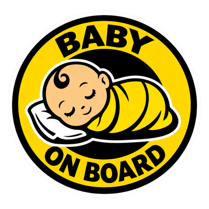 Smeeps Baby On Board Car Sticker – 14.23 × 14.23 cm (5.6 × 5.6 Inch) Waterproof Vinyl Safety Sticker for Cars | Sleeping Baby Round Warning Decal | UV Resistant | Pack of 1
