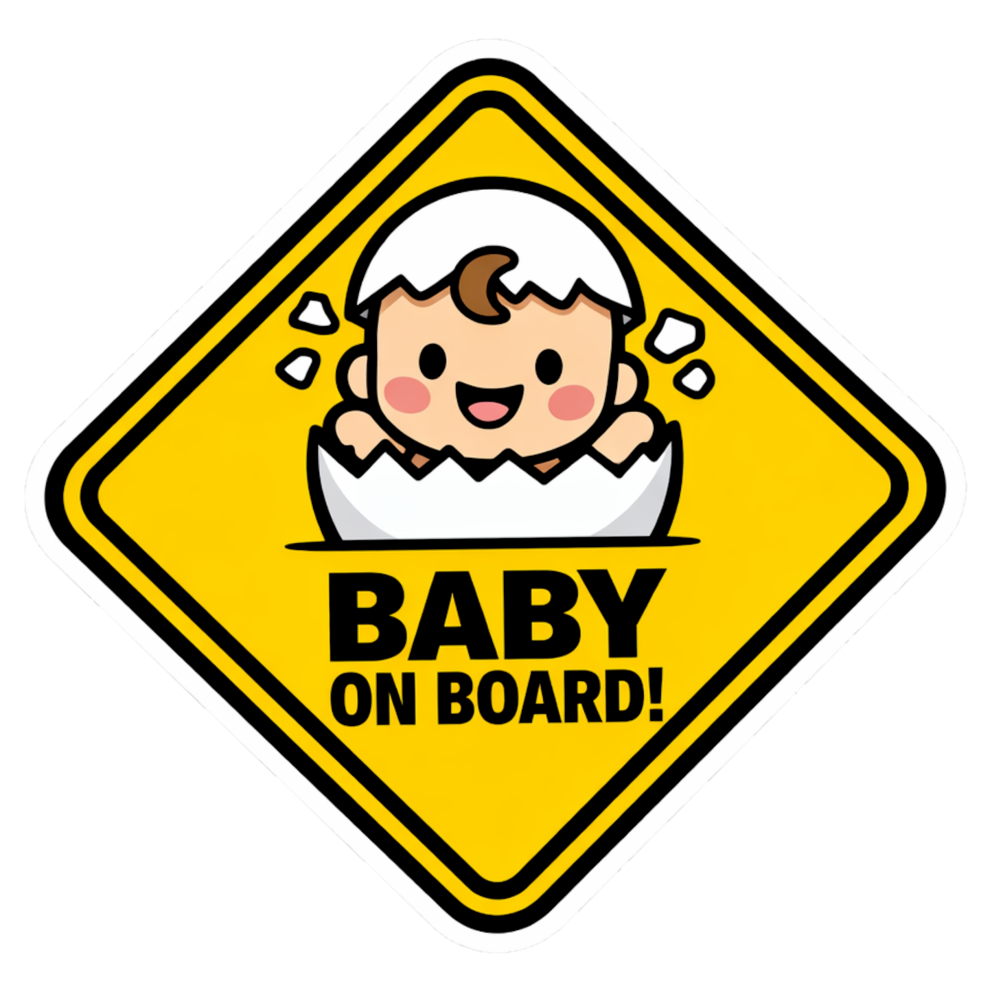 Smeeps Baby On Board Car Sticker – 12.96 × 12.7 cm (5.1 × 5 Inch) Waterproof Vinyl Safety Sticker for Cars | Cute Baby Egg Warning Decal | UV Resistant | Pack of 1