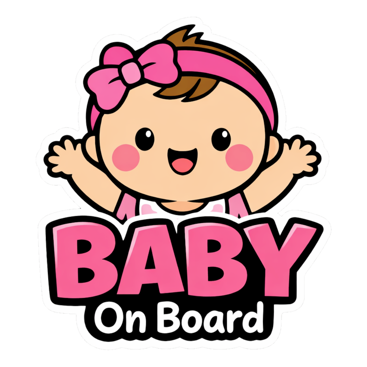 Smeeps Baby On Board Car Sticker – 14.23 × 12.7 cm (5.6 × 5 Inch) Waterproof Vinyl Safety Sticker for Cars | Cute Baby Girl Warning Decal | UV Resistant | Pack of 1
