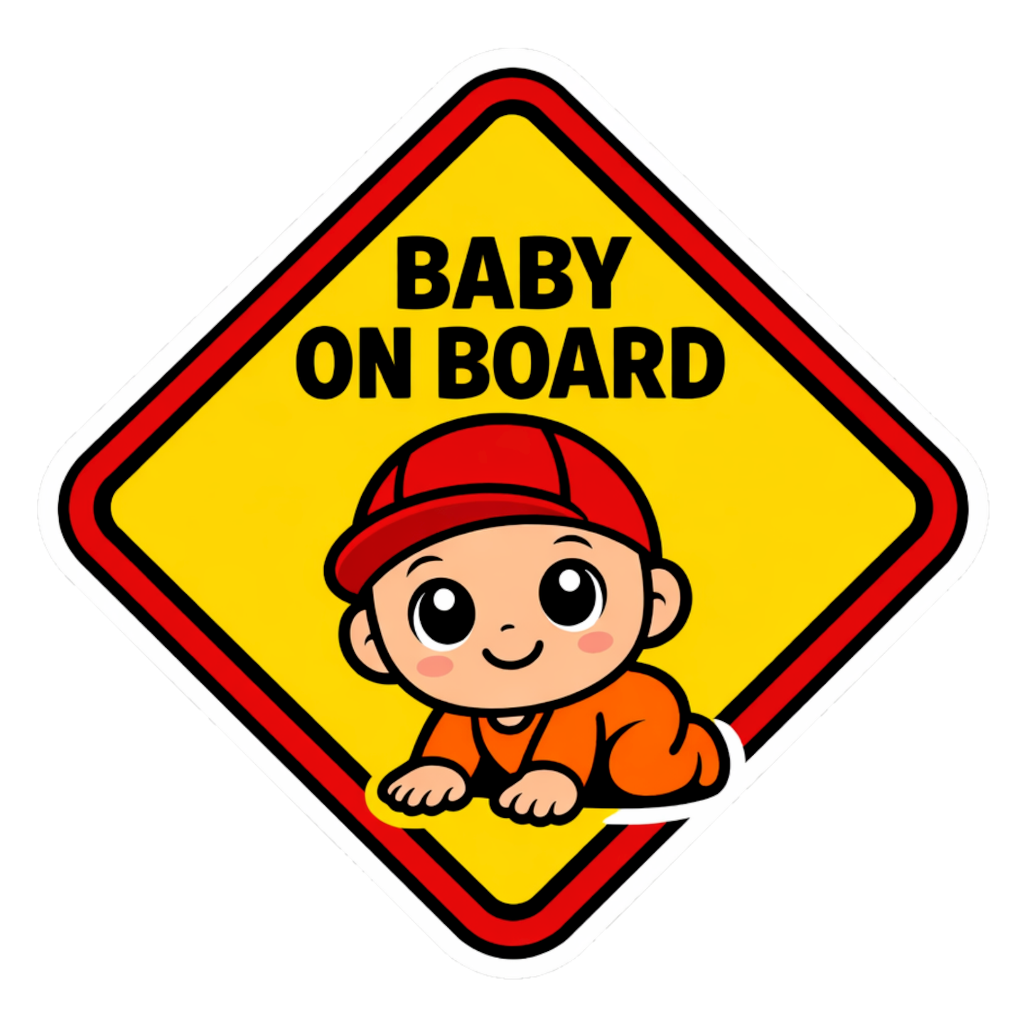 Smeeps Baby On Board Cartoon Baby Car Sticker – 14.23 × 14.23 cm (5.6 × 5.6 Inch) Waterproof Vinyl Safety Sticker for Cars | Cute Baby Warning Sign | UV Resistant | Pack of 1