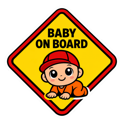 Smeeps Baby On Board Cartoon Baby Car Sticker – 14.23 × 14.23 cm (5.6 × 5.6 Inch) Waterproof Vinyl Safety Sticker for Cars | Cute Baby Warning Sign | UV Resistant | Pack of 1