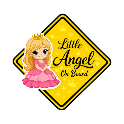 Smeeps Little Angel On Board Car Sticker – 14.23 × 14.23 cm (5.6 × 5.6 Inch) Waterproof Vinyl Safety Sticker for Cars | Cute Princess Baby Design | UV Resistant | Pack of 1