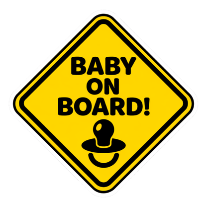 Smeeps Baby On Board Safety Car Sticker – 14 × 14 cm (5.5 × 5.5 Inch) Waterproof Vinyl Warning Sticker for Cars | Pacifier Icon Design | UV Resistant | Pack of 1