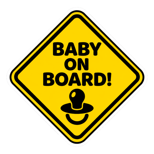 Smeeps Baby On Board Safety Car Sticker – 14 × 14 cm (5.5 × 5.5 Inch) Waterproof Vinyl Warning Sticker for Cars | Pacifier Icon Design | UV Resistant | Pack of 1