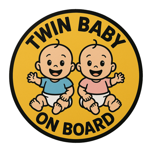 Smeeps Twin Baby On Board Sticker – 13.97 x 13.97 cm | Cute Safety Sign for Cars | Waterproof & Durable