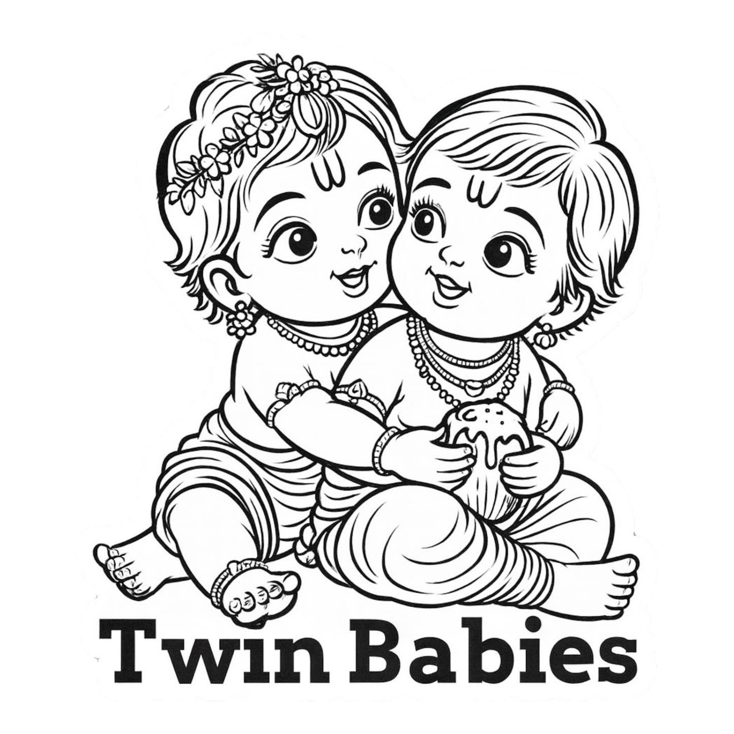 Smeeps Twin Babies Sticker – Cute Krishna Twin Baby On Board Car Sticker | 10.16 x 11.43 cm Premium Vinyl | Wash-Proof & Durable