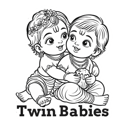 Smeeps Twin Babies Sticker – Cute Krishna Twin Baby On Board Car Sticker | 10.16 x 11.43 cm Premium Vinyl | Wash-Proof & Durable