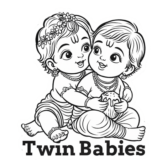 Smeeps Twin Babies Sticker – Cute Krishna Twin Baby On Board Car Sticker | 10.16 x 11.43 cm Premium Vinyl | Wash-Proof & Durable