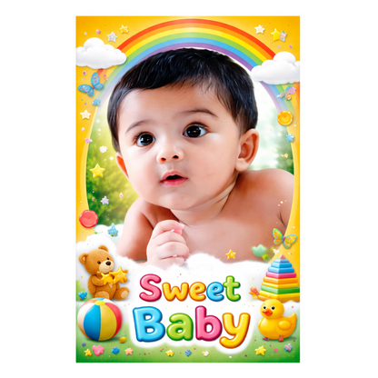 Smeeps Sweet Baby Wall Poster – 20.32 × 13.21 cm (8 × 5.2 Inch) Cute Baby Theme Decorative Poster | 300 GSM Non-Adhesive Wall Decor Poster for Kids Room, Nursery & Baby Bedroom | Pack of 1