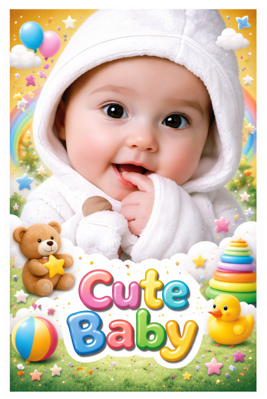 Smeeps Cute Baby Wall Poster – 20.32 × 13.21 cm (8 × 5.2 Inch) Colorful Baby Theme Decorative Poster | 300 GSM Non-Adhesive Kids Room & Nursery Wall Decor Poster for Home, Baby Room & Daycare | Pack of 1