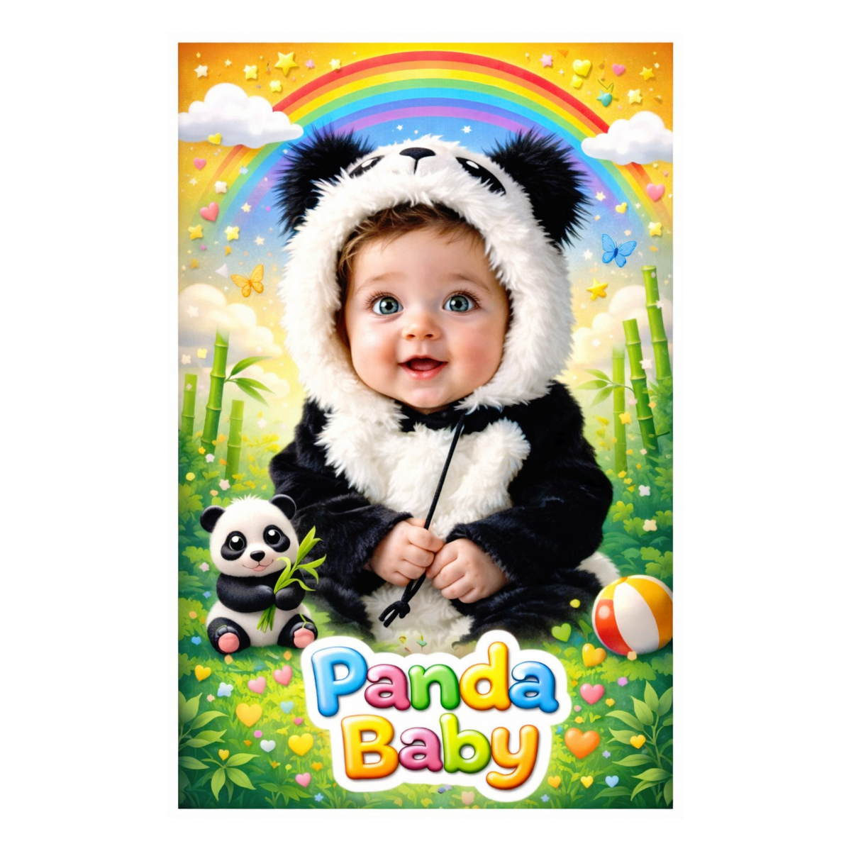 Smeeps Panda Baby Wall Poster – 20.32 × 13.21 cm (8 × 5.2 Inch) Cute Panda Theme Decorative Kids Poster | 300 GSM Non-Adhesive Nursery & Baby Room Wall Decor Poster for Home, Playroom & Daycare | Pack of 1