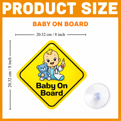 Smeeps Baby On Board Hanging Sign – 20.32 × 20.32 cm (8 × 8 Inch) Cute Baby Doctor Waterproof Car Hanging Board with Suction Cup | Baby Safety Vehicle Warning Sign