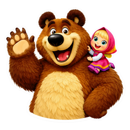 Smeeps Cute Bear Cartoon Vinyl Sticker – 10.67 × 10.16 cm (4.2 × 4 Inch) Waterproof Kids Cartoon Sticker for Bike, Car, Laptop & Helmet | Premium Die-Cut Decal | Pack of 1
