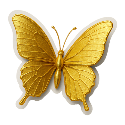 Smeeps Golden Butterfly Sticker – 10.42 x 10.16 cm Premium Vinyl Decal | 3D Metallic Effect | Waterproof & UV Resistant Car/Bike Sticker